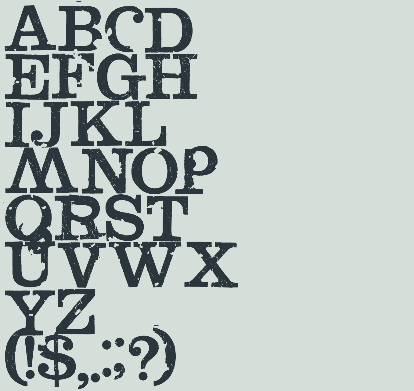 Example font DryTransfer Clarendon Crusty #7