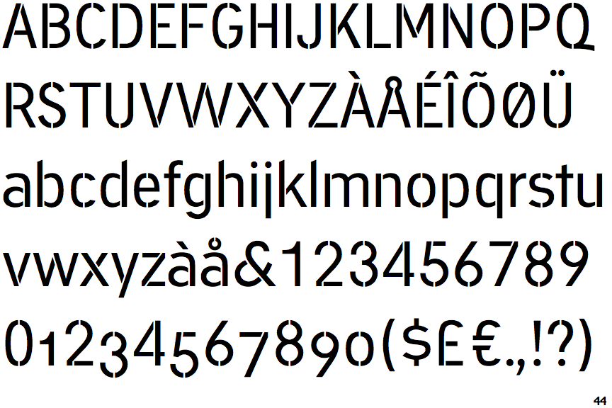 Example font Academy Sans Stencil #2