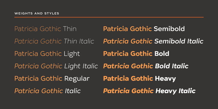 Example font Patricia Gothic #5