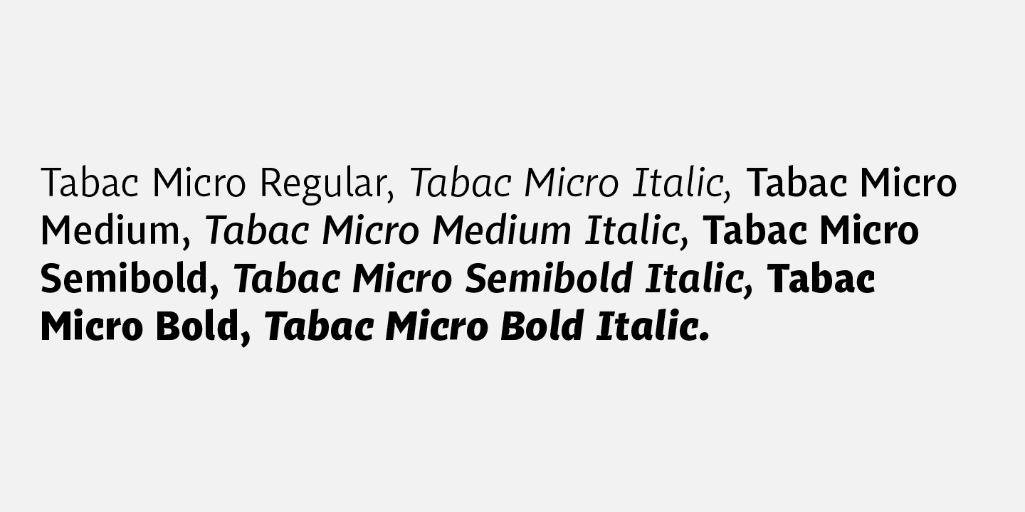 Example font Tabac Micro #3