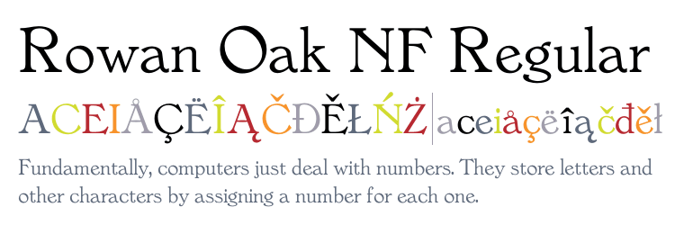 Example font Rowan Oak NF #2