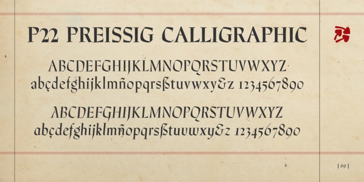 Example font P22 Preissig Calligraphic #5