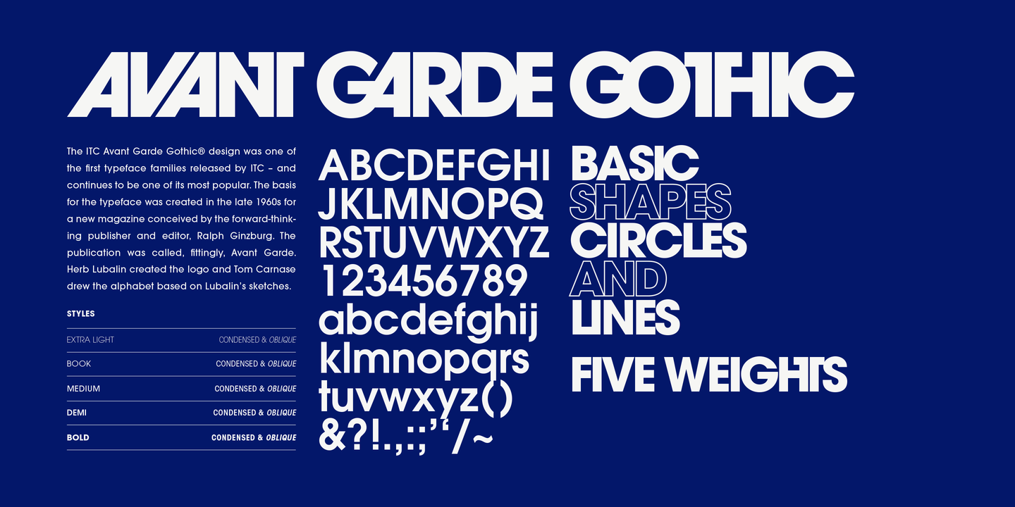 Example font ITC Avant Garde Gothic #1