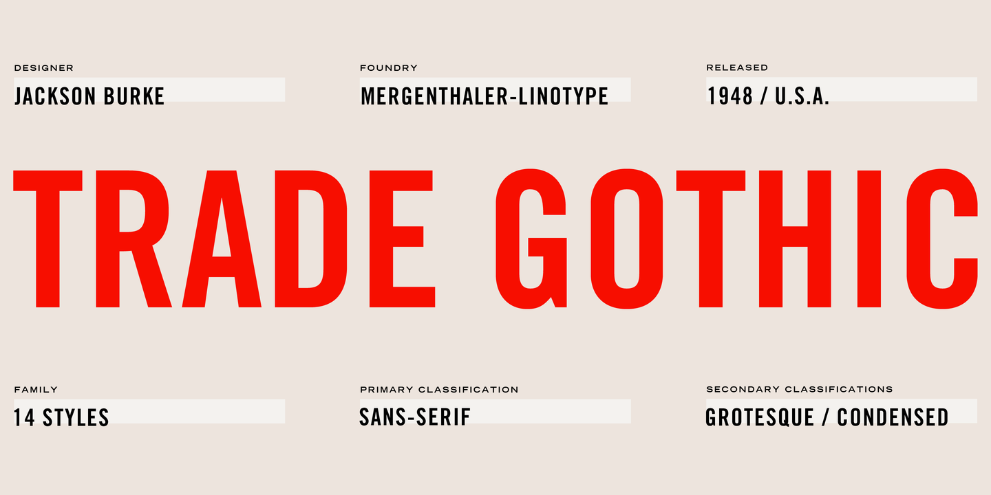 Example font Trade Gothic #1