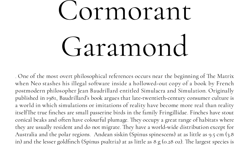 Example font Cormorant Garamond #1