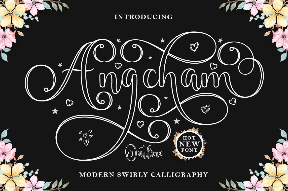 Example font Angcham Outline #1