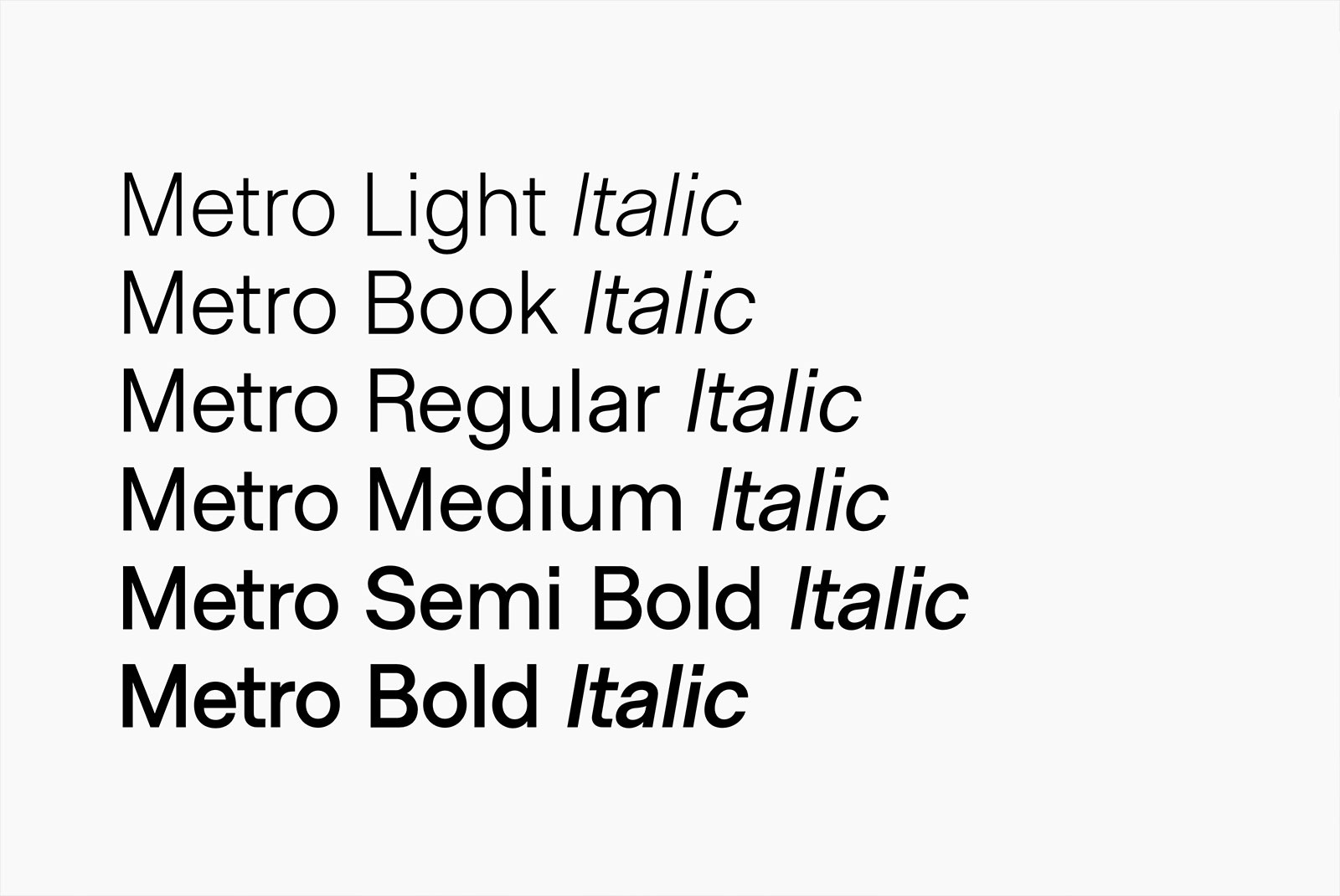 Example font Metro Sans #1