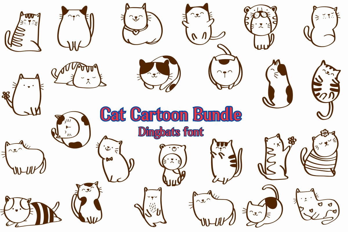 Cat Cartoon Bundle Font
